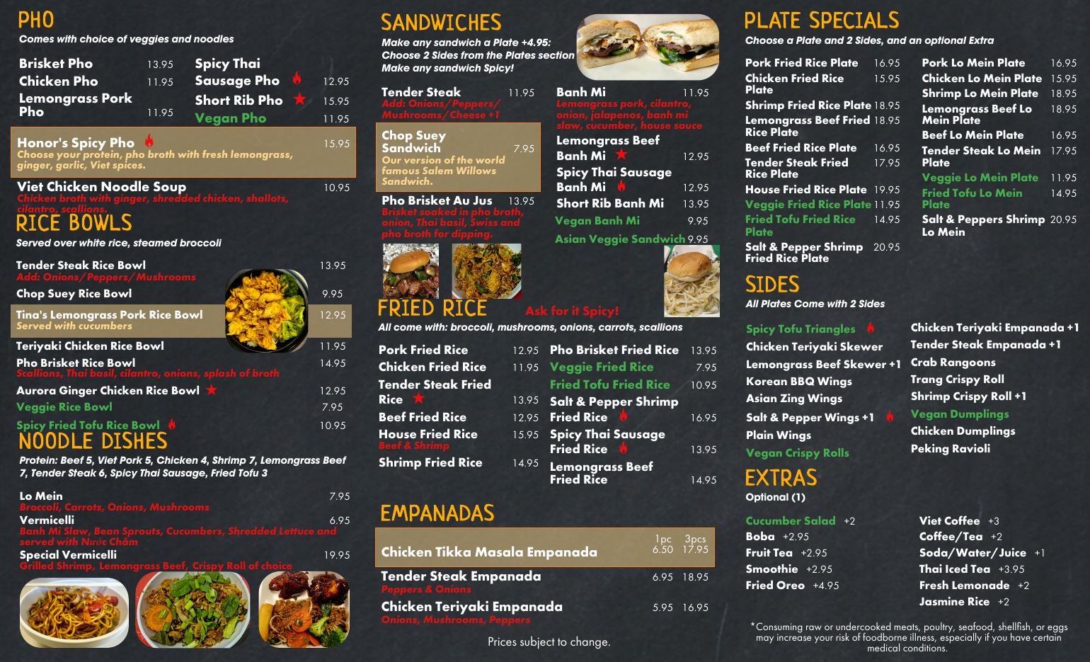 Sage's Fusion Kitchen takeout menu, page 2
